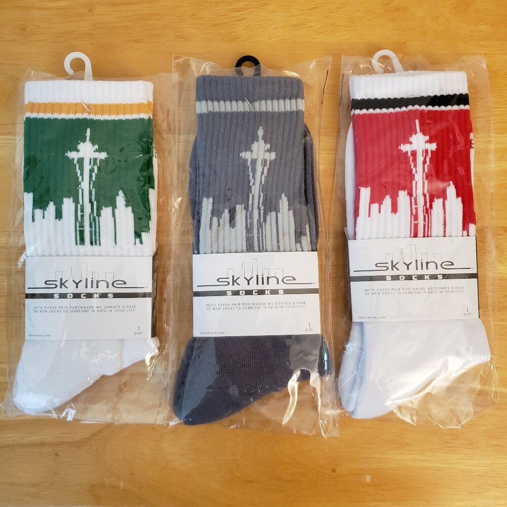 Skyline Socks Seattle Space Needle Socks 3 Pairs